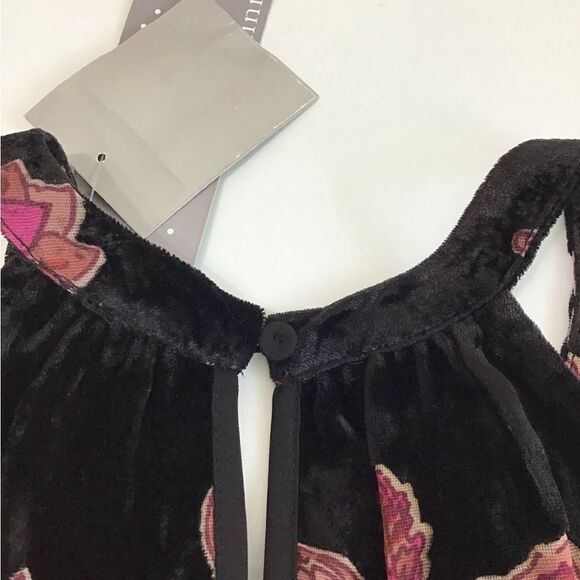 Daniel Rainn Black Velvet Burnout Floral Top New Size Medium - Picture 7 of 10